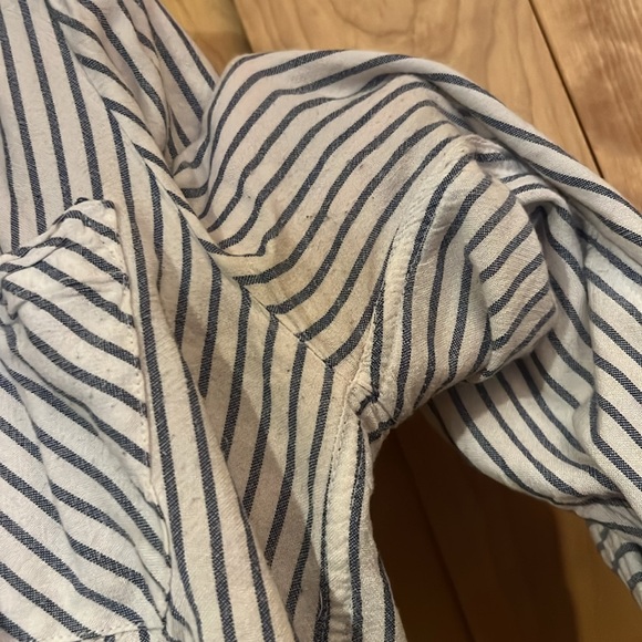 Simons Striped Blouse Blue White Sz Small - Picture 4 of 5